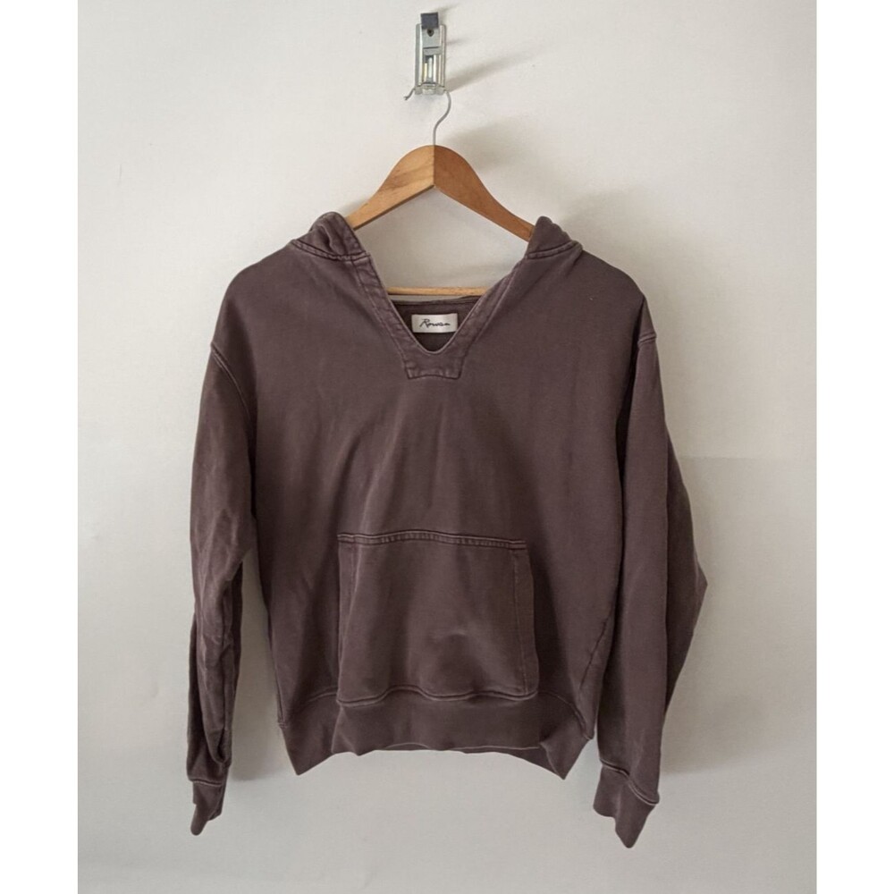 Rowan Avery Classic Terry Hoodie Pullover Sweater Womens Small Brown